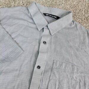 Travis Mathew Mens Large Gray Striped Button Down Short Sleeve